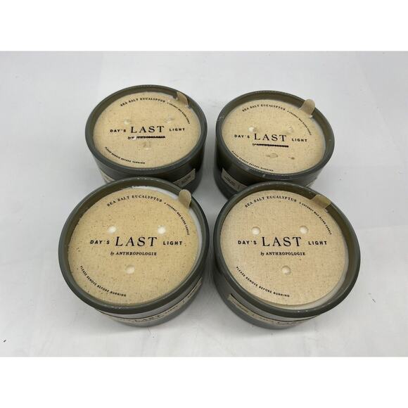 Anthropologie Last Day Light Glass Candle Sea Salt Eucalyptus Set of 4